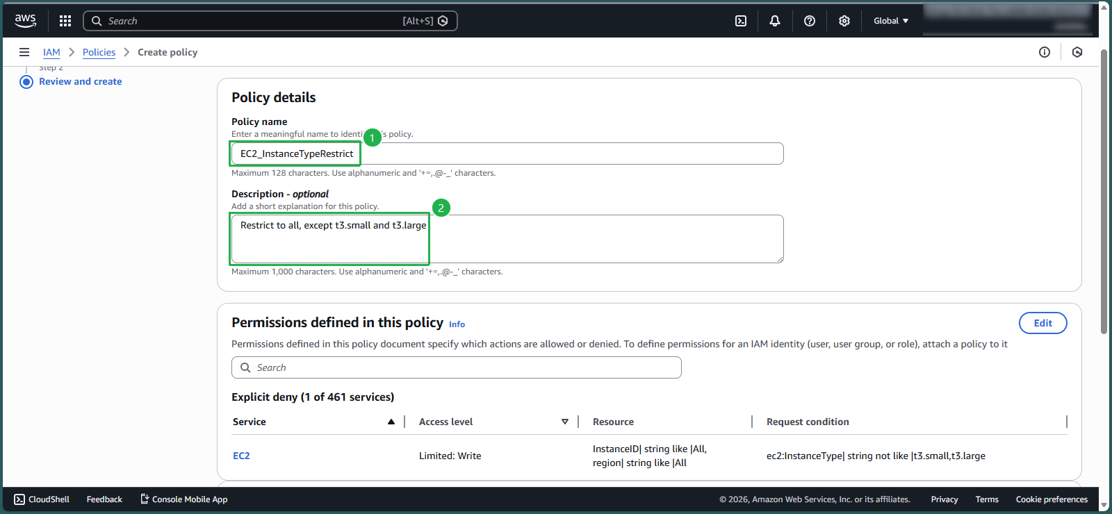 Completing policy creation