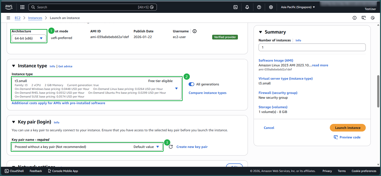 Selecting instance configuration
