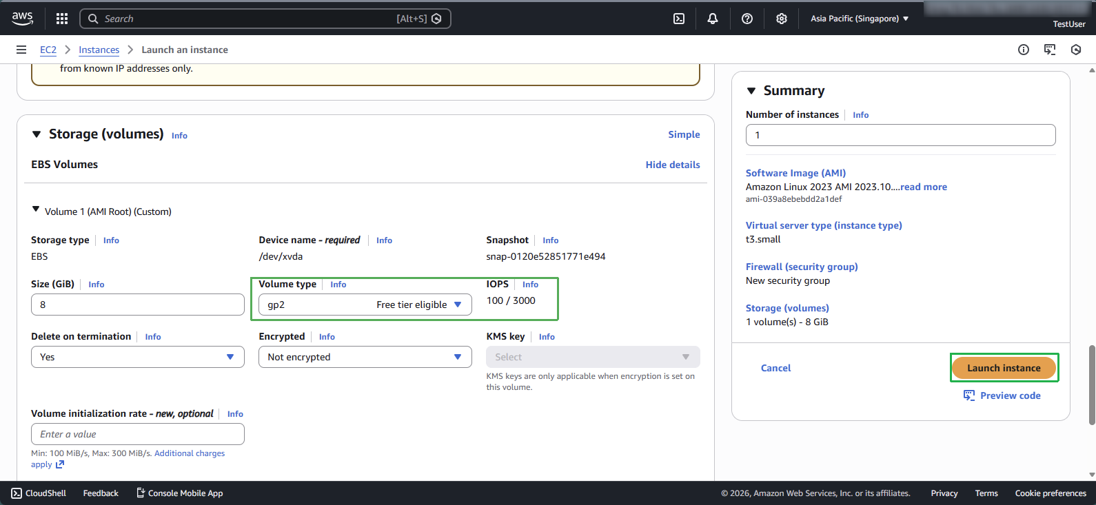 Launch attempt with gp2