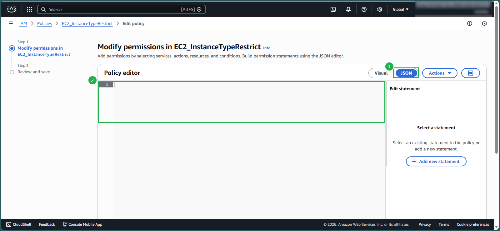 Clearing the policy editor